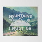 The Mountains are Calling and I Must Go White Throw Blanket Gallery Image 2