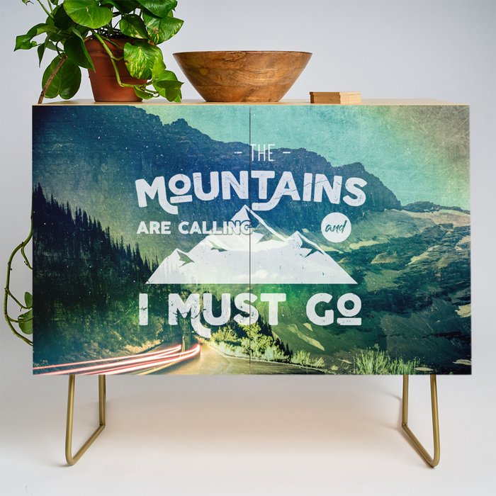 The Mountains are Calling and I Must Go White Credenza Gallery Image 1