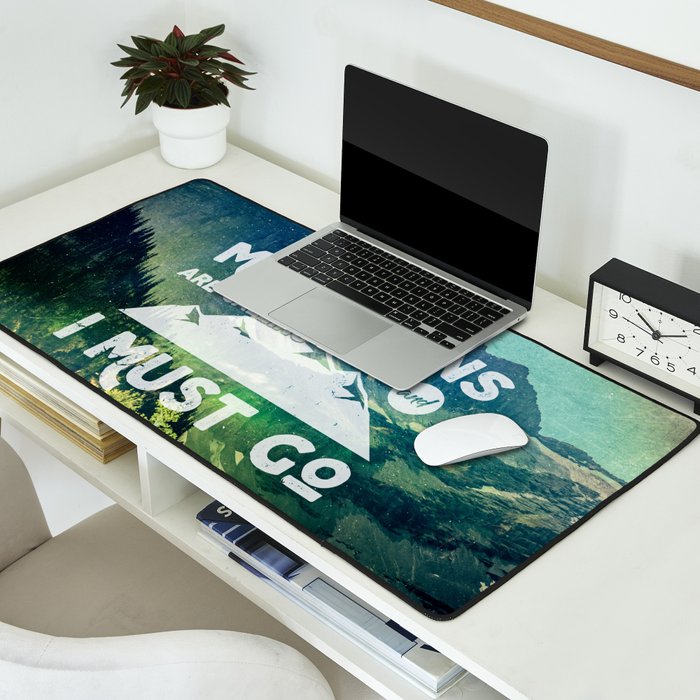 The Mountains are Calling and I Must Go White Desk Mat Gallery Image 2