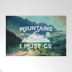 The Mountains are Calling and I Must Go White Welcome Mat Gallery Image 1