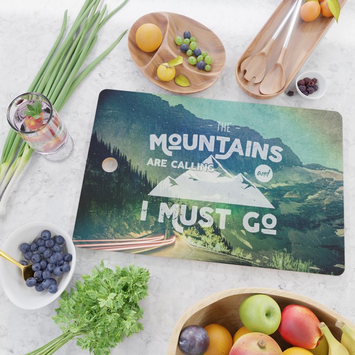 The Mountains are Calling and I Must Go White Cutting Board Gallery Image 2