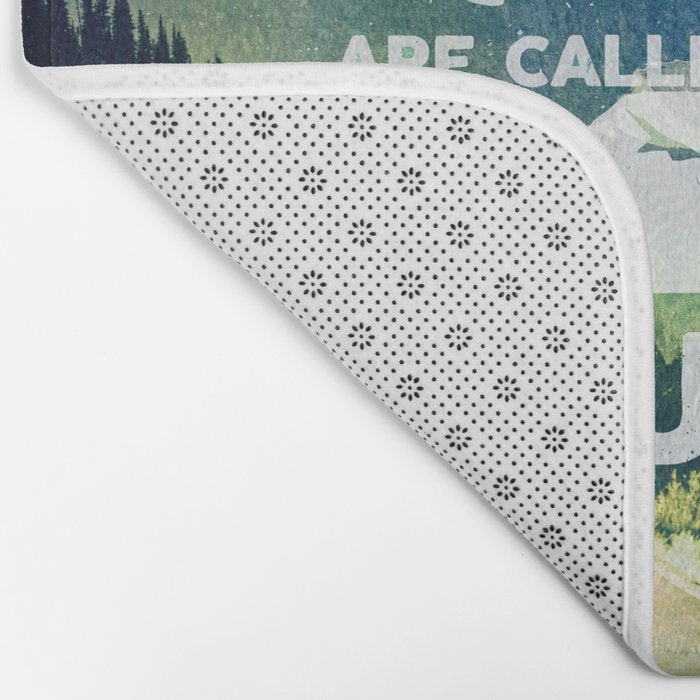 The Mountains are Calling and I Must Go White Bath Mat Gallery Image 2