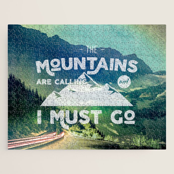 The Mountains are Calling and I Must Go White Jigsaw Puzzle Gallery Image 1