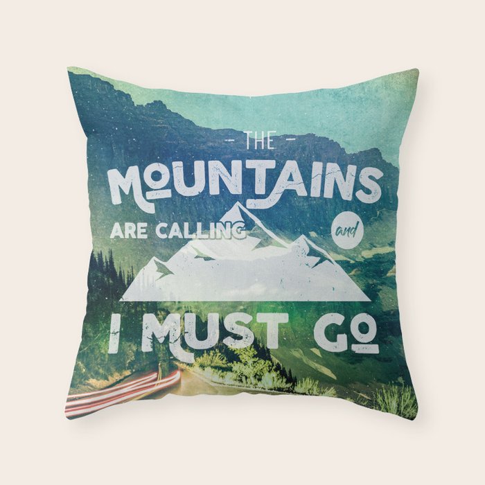 The Mountains are Calling and I Must Go White Throw Pillow Gallery Image 6