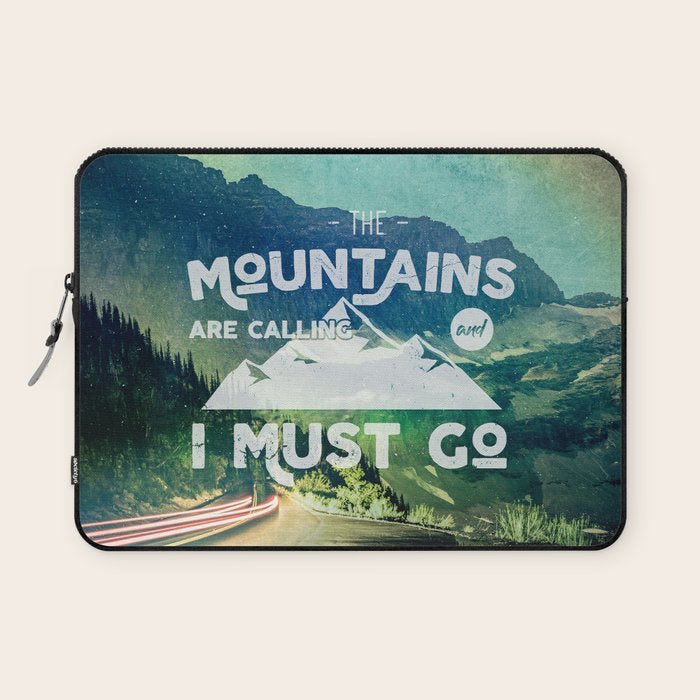 The Mountains are Calling and I Must Go White Laptop Sleeve Gallery Image 1