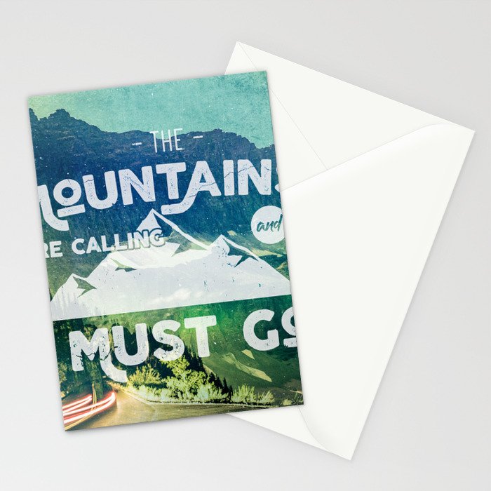 The Mountains are Calling and I Must Go White Stationery Card Gallery Image 2