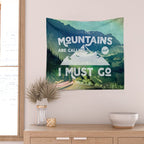 The Mountains are Calling and I Must Go White Wall Tapestry Gallery Image 2
