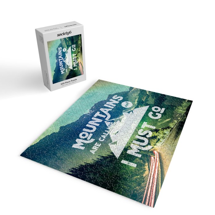 The Mountains are Calling and I Must Go White Jigsaw Puzzle Gallery Image 2