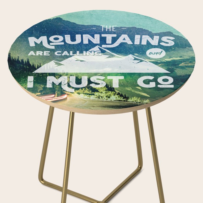 The Mountains are Calling and I Must Go White Side Table Gallery Image 2