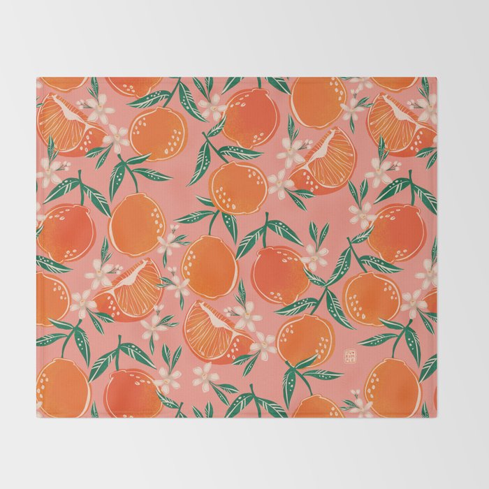 Fresh tangerines Throw Blanket Gallery Image 2