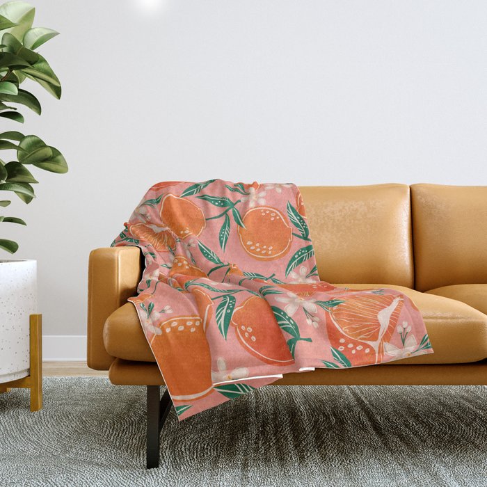 Fresh tangerines Throw Blanket Gallery Image 1