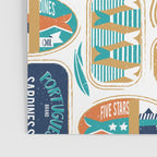 Vintage canned sardines // white background peacock teal and gold drop orange cans  Poster Gallery Image 3