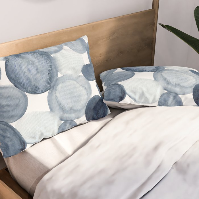 Pebbles Watercolor Abstract Pillow Sham Gallery Image 2