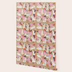 Bunnies & Blooms - Coral & Pink Wallpaper Gallery Image 2