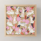 Bunnies & Blooms - Coral & Pink Mini Art Print Gallery Image 1
