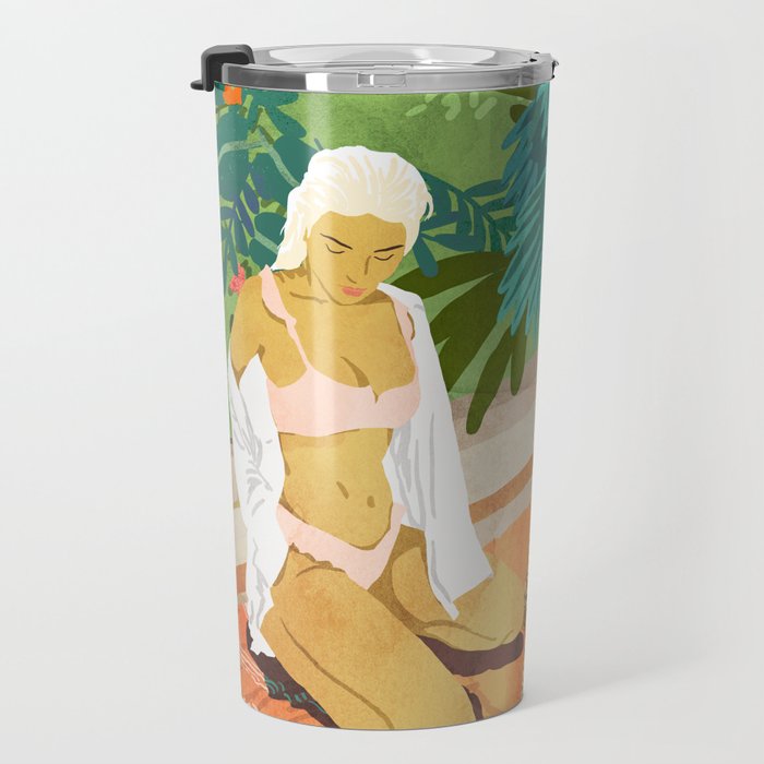 The Wild Side, Human & Nature Connection, Woman With Cheetah Cat, Tiger Painting Travel Mug Gallery Image 3