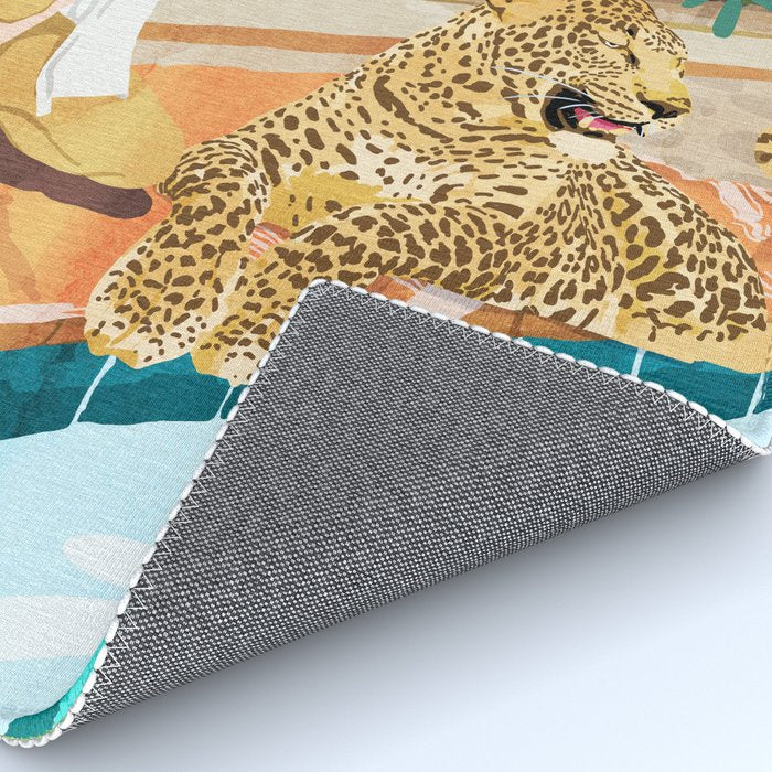 The Wild Side, Human & Nature Connection, Woman With Cheetah Cat, Tiger Painting Rug Gallery Image 4