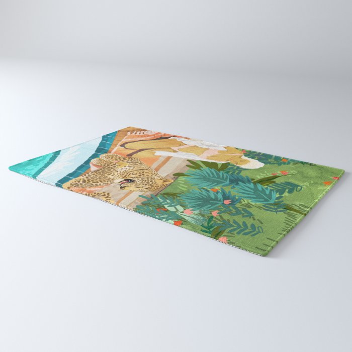 The Wild Side, Human & Nature Connection, Woman With Cheetah Cat, Tiger Painting Rug Gallery Image 3