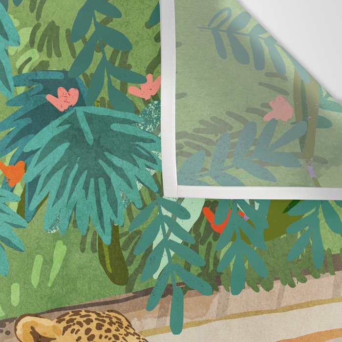 The Wild Side, Human & Nature Connection, Woman With Cheetah Cat, Tiger Painting Wall Tapestry Gallery Image 3