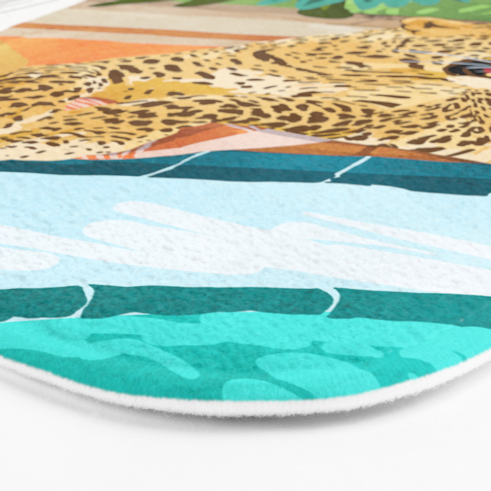 The Wild Side, Human & Nature Connection, Woman With Cheetah Cat, Tiger Painting Bath Mat Gallery Image 3