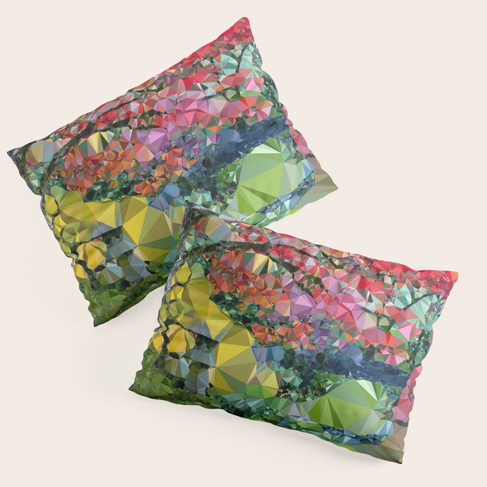 Garden Landscape Low Poly Geometric Triangle Art Pillow Sham Gallery Image 3