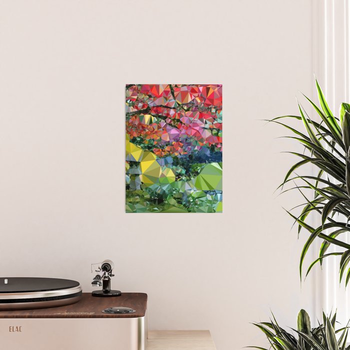Garden Landscape Low Poly Geometric Triangle Art Poster Gallery Image 2