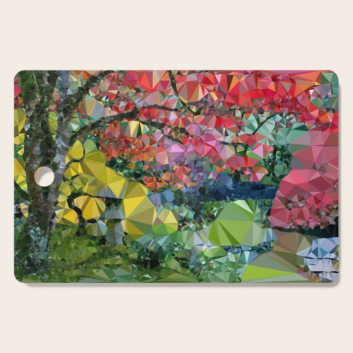 Garden Landscape Low Poly Geometric Triangle Art Cutting Board Gallery Image 1