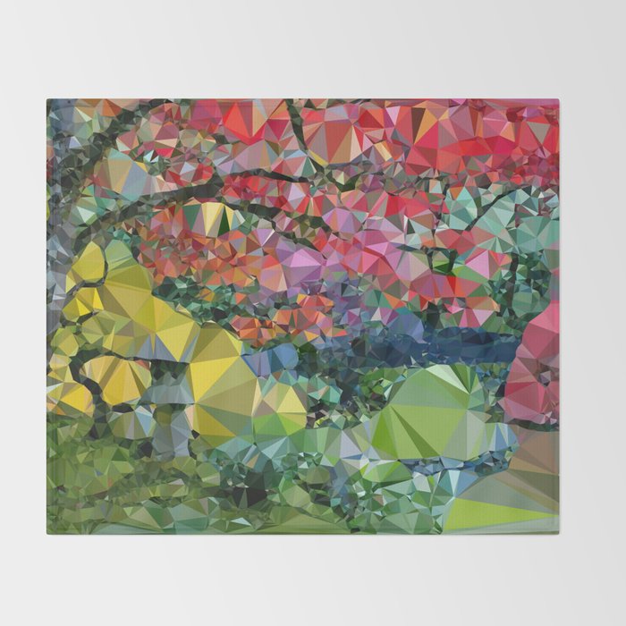 Garden Landscape Low Poly Geometric Triangle Art Throw Blanket Gallery Image 2