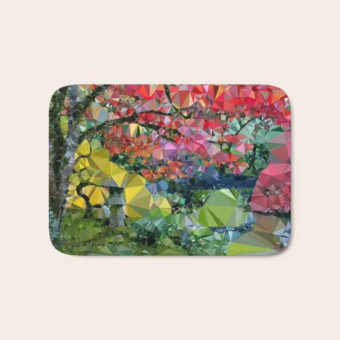 Garden Landscape Low Poly Geometric Triangle Art Bath Mat Gallery Image 1
