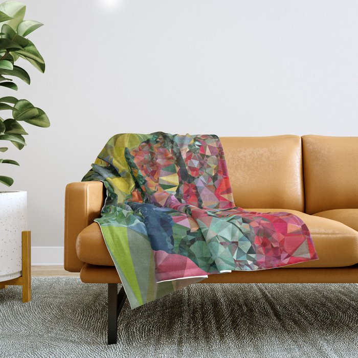 Garden Landscape Low Poly Geometric Triangle Art Throw Blanket Gallery Image 1