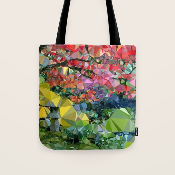 Garden Landscape Low Poly Geometric Triangle Art Tote Bag Gallery Image 1