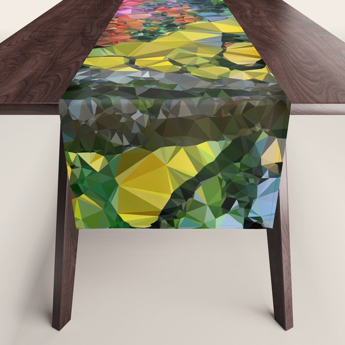 Garden Landscape Low Poly Geometric Triangle Art Table Runner Gallery Image 1