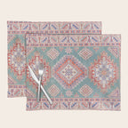 Marine Green Spiral Star Kazak Handmade Persian Rug Placemat Gallery Image 1