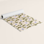 Retro Daisy - cream, purple and dark olive  Yoga Mat Gallery Image 2