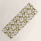 Retro Daisy - cream, purple and dark olive  Yoga Mat Gallery Image 1