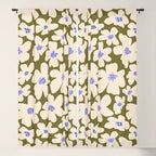 Retro Daisy - cream, purple and dark olive  Window Curtain Gallery Image 5