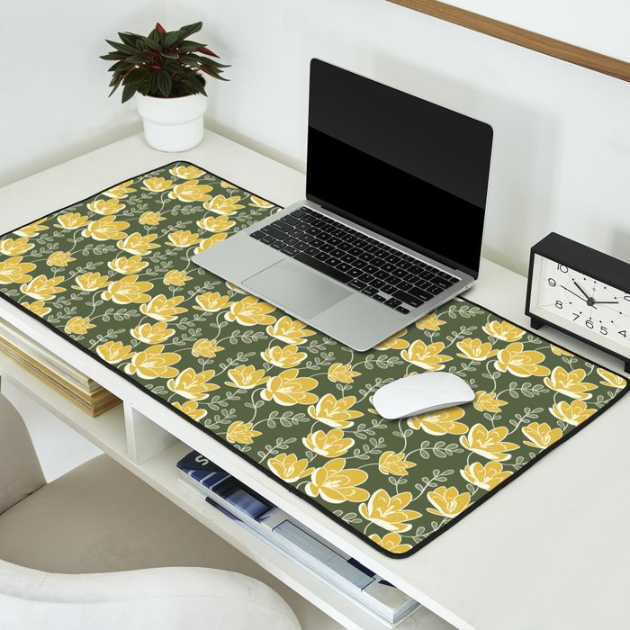 Gold on Green Blooms Desk Mat Gallery Image 2