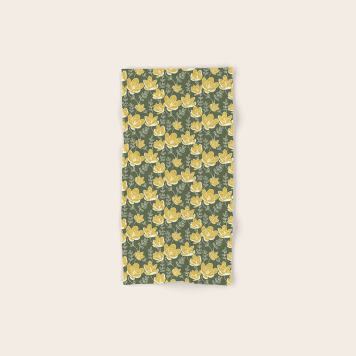 Gold on Green Blooms Bath Towel Gallery Image 1