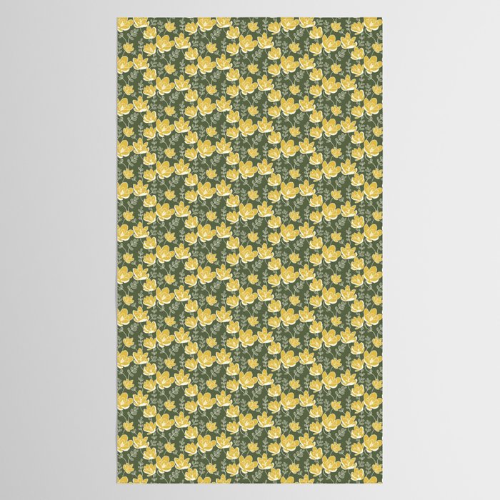 Gold on Green Blooms Tablecloth Gallery Image 2