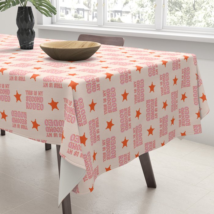 This is My Second Rodeo (pink and orange saloon-style letters) Tablecloth Gallery Image 3