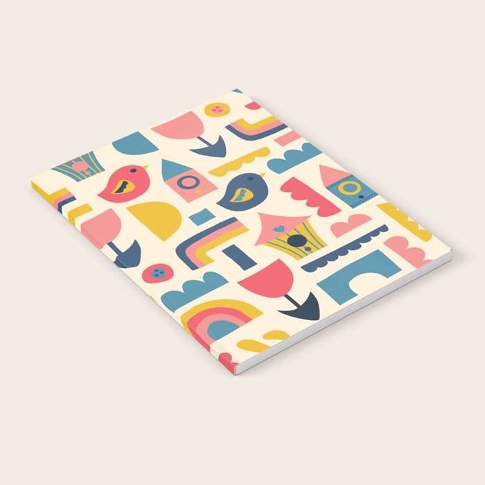 Scandinavian Birds Flowers Rainbows Kids Pattern Notebook Gallery Image 2