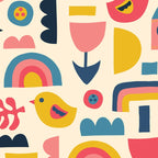 Scandinavian Birds Flowers Rainbows Kids Pattern Coffee Mug Gallery Image 2
