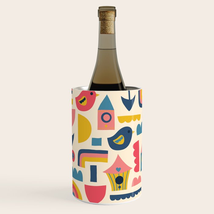Scandinavian Birds Flowers Rainbows Kids Pattern Wine Chiller Gallery Image 3