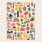 Scandinavian Birds Flowers Rainbows Kids Pattern Poster Gallery Image 4