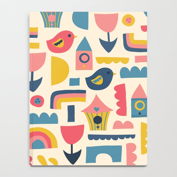 Scandinavian Birds Flowers Rainbows Kids Pattern Notebook Gallery Image 4