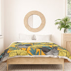 Fairy wren and poppies in yellow Duvet Cover Gallery Image 3