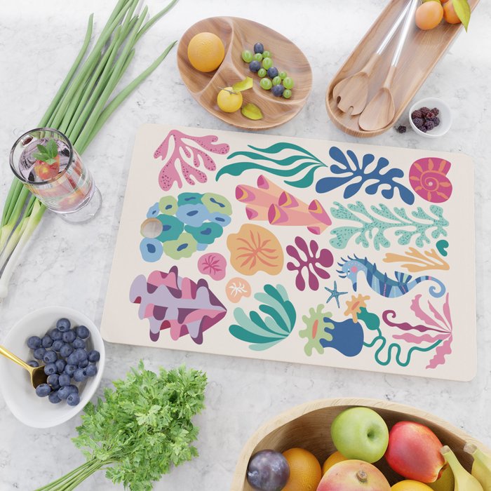 Modern Coral Pattern Cutting Board Gallery Image 2