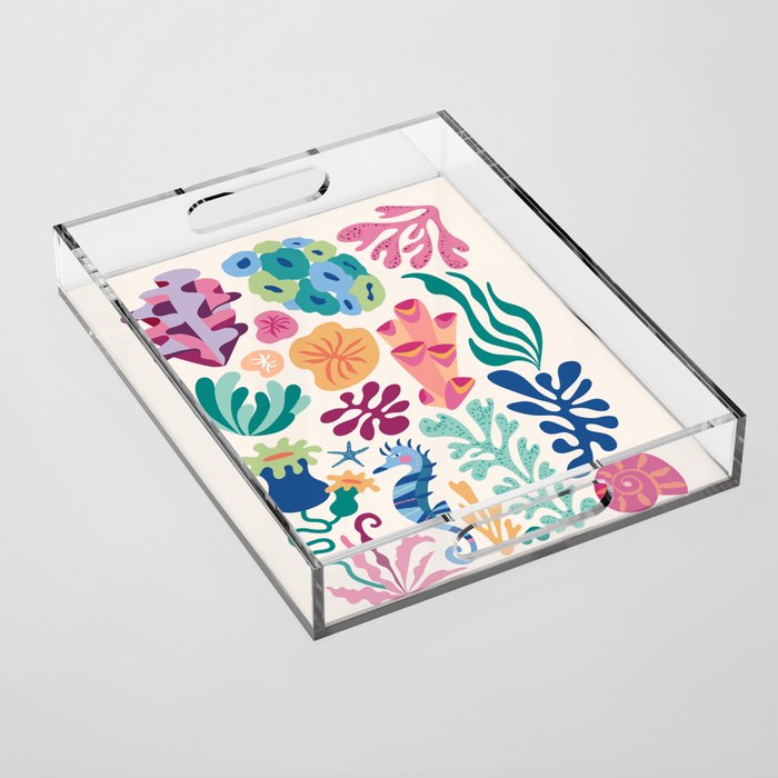 Modern Coral Pattern Acrylic Tray Gallery Image 1