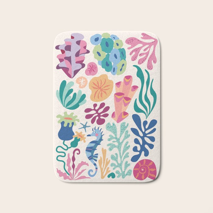 Modern Coral Pattern Bath Mat Gallery Image 1