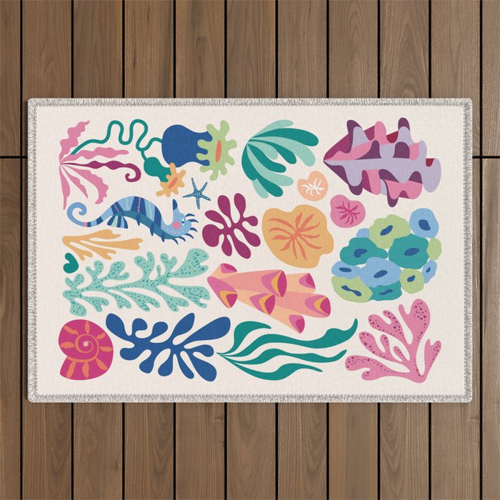 Modern Coral Pattern Outdoor Rug Gallery Image 1